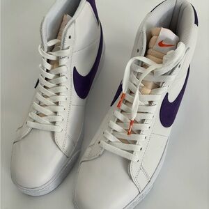 Nike Men's Court Blazer White and Purple High-Top Sneakers